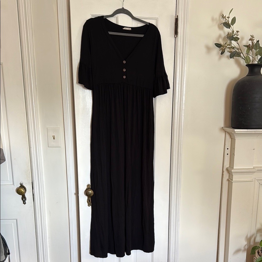Pinkblush Black Buttoned Maxi Sundress